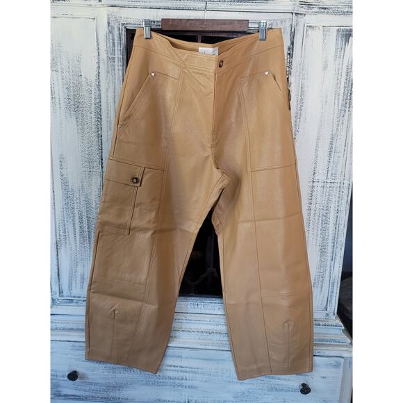 Anthropologie Faux Leather Utility Cargo Pants - Women's 14 New - Picture 6 of 7